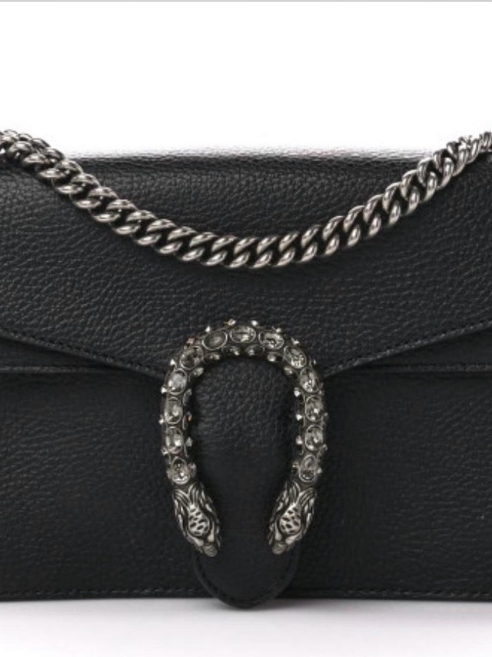 Gucci Black Leather Shoulder Bag with Antique Silver Hardware